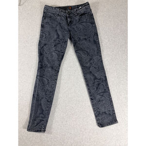 Guess Womens 29 Paisley Print Skinny Jeans Gray Black Stretch Denim Pants